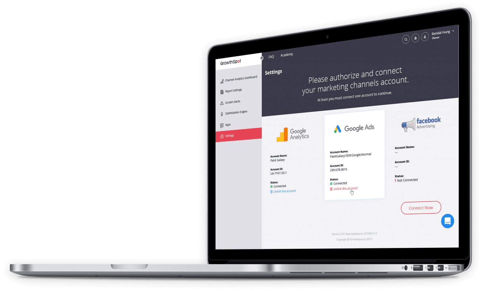 Laptop showing dashboard